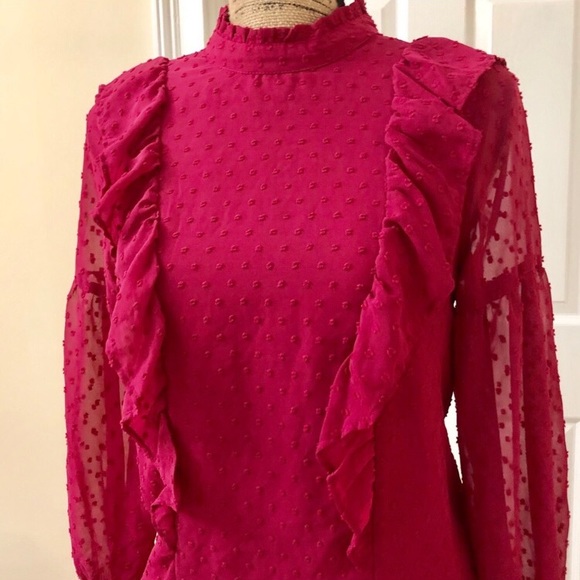 bleuh ciel | Sheer Ruffle High Neck Blouse 👚 - Picture 3 of 6